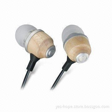 Wood Earphones with Digital Stereo Sound and 60mW Maximum Input Power